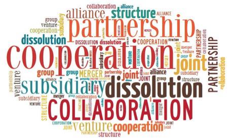 Partnership word cloud - cooperation; dissolution; collaboration; alliance; structure